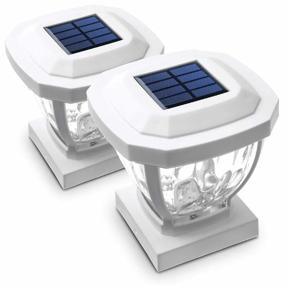 Security Solar Post Cap Lights Decorative Glass LED Outdoor 4X4 Post Lights