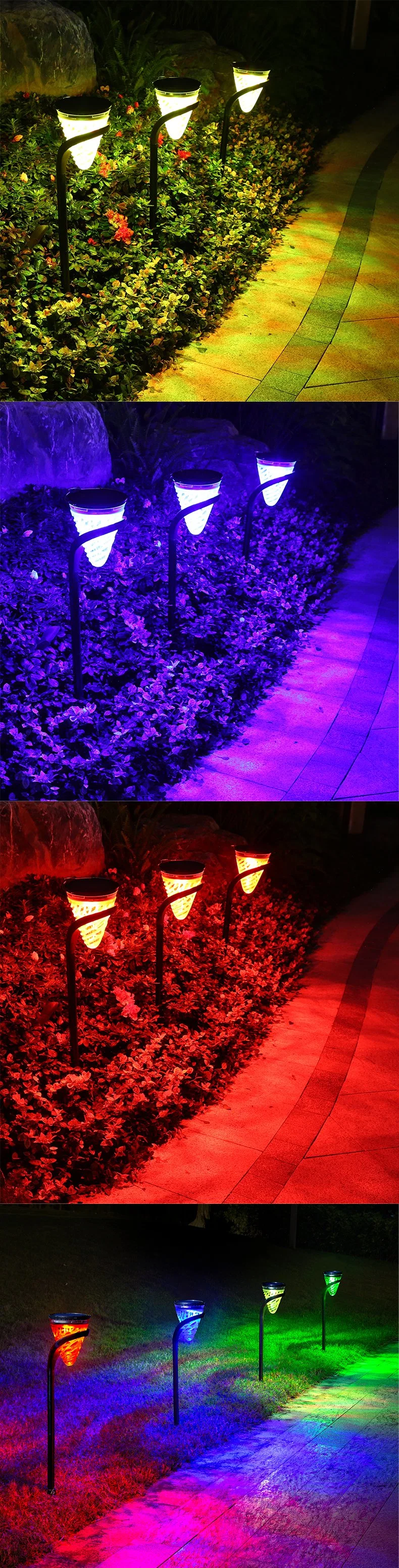 Solar Path Lights 2 Pack, Solar Powered Garden Lights Outdoor, Bright Solar Camping Lantern Waterproof for Landscape, Lawn, Pathway, Walkway and Driveway