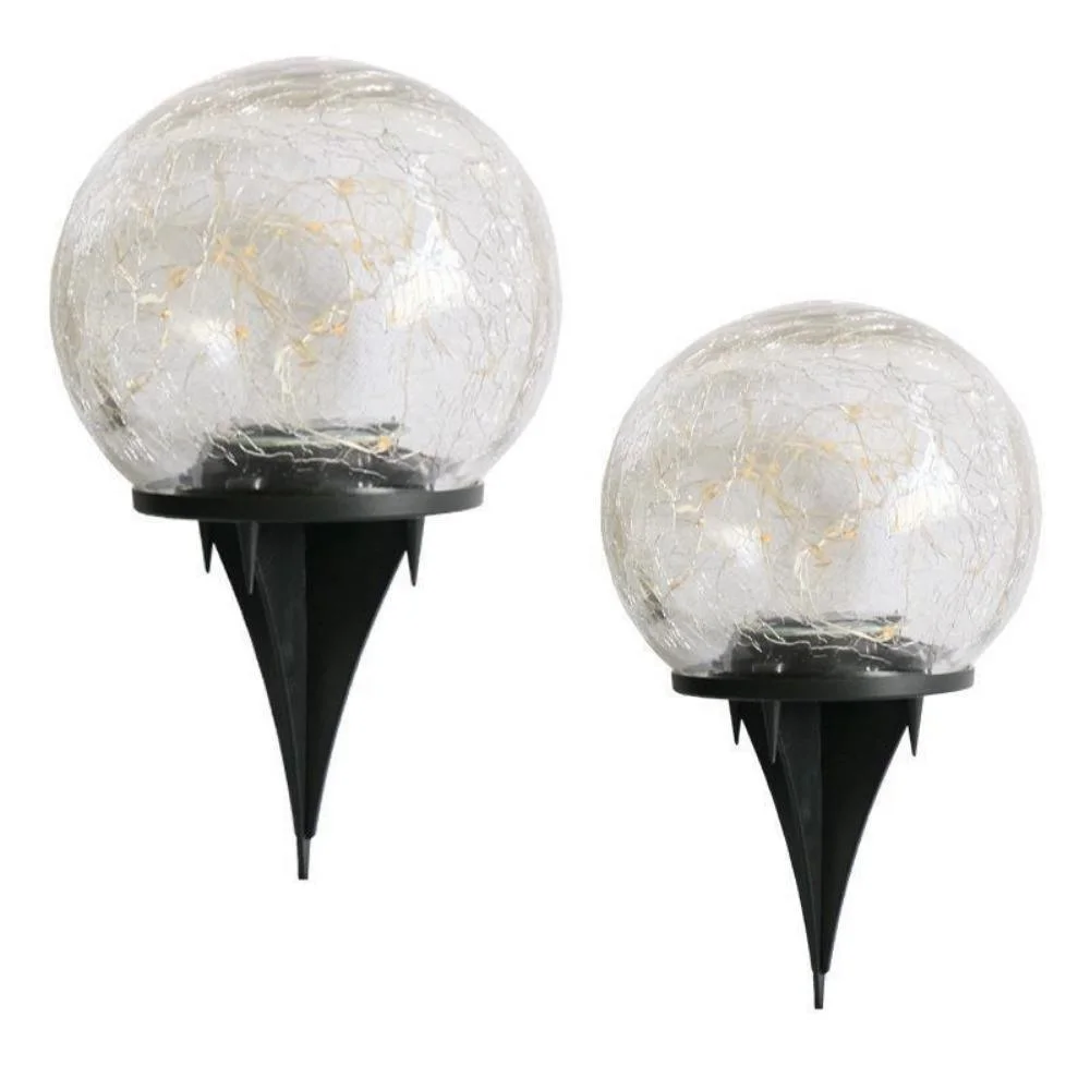 Pathway Crackle Glass Ball Solar Lights Ground Lights for Garden Lawn Outdoors Waterproof Night Lamp for Patio Yard Lawn Bl21242