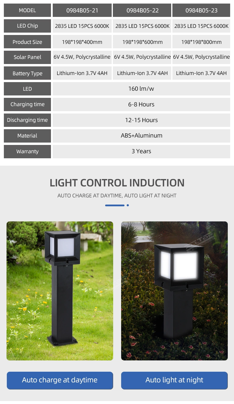 Alltop Energy Saving Solar Gate Lamp 3W 5W Outdoor LED Solar Light Garden Light