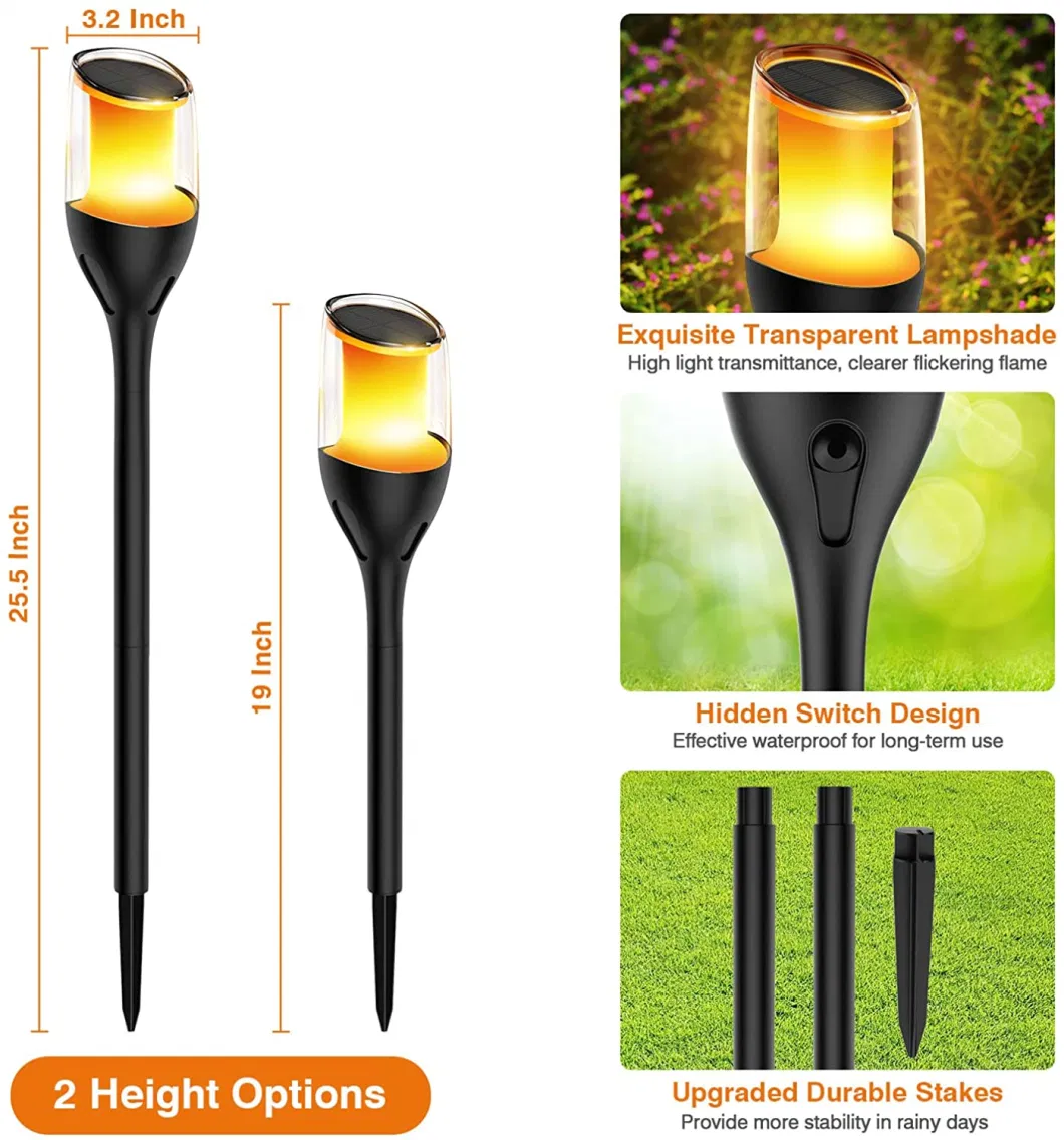 Hot Selling Modern Design LED Solar Flame Rechargeable Garden Waterproof Outdoor Light