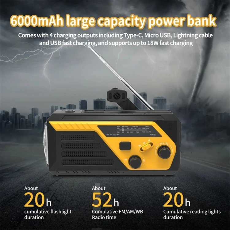 Digital Solar Hand Crank Am/FM Multifunctional Emergency Radio Product with Flashlight Sos Alert