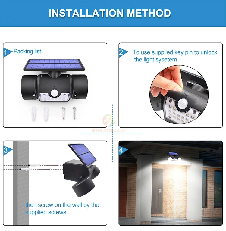 Brightenlux Wholesale Solar Power Motion Sensor Light, Long Range Waterproof Solar Garden Lights with 3 Light Modes