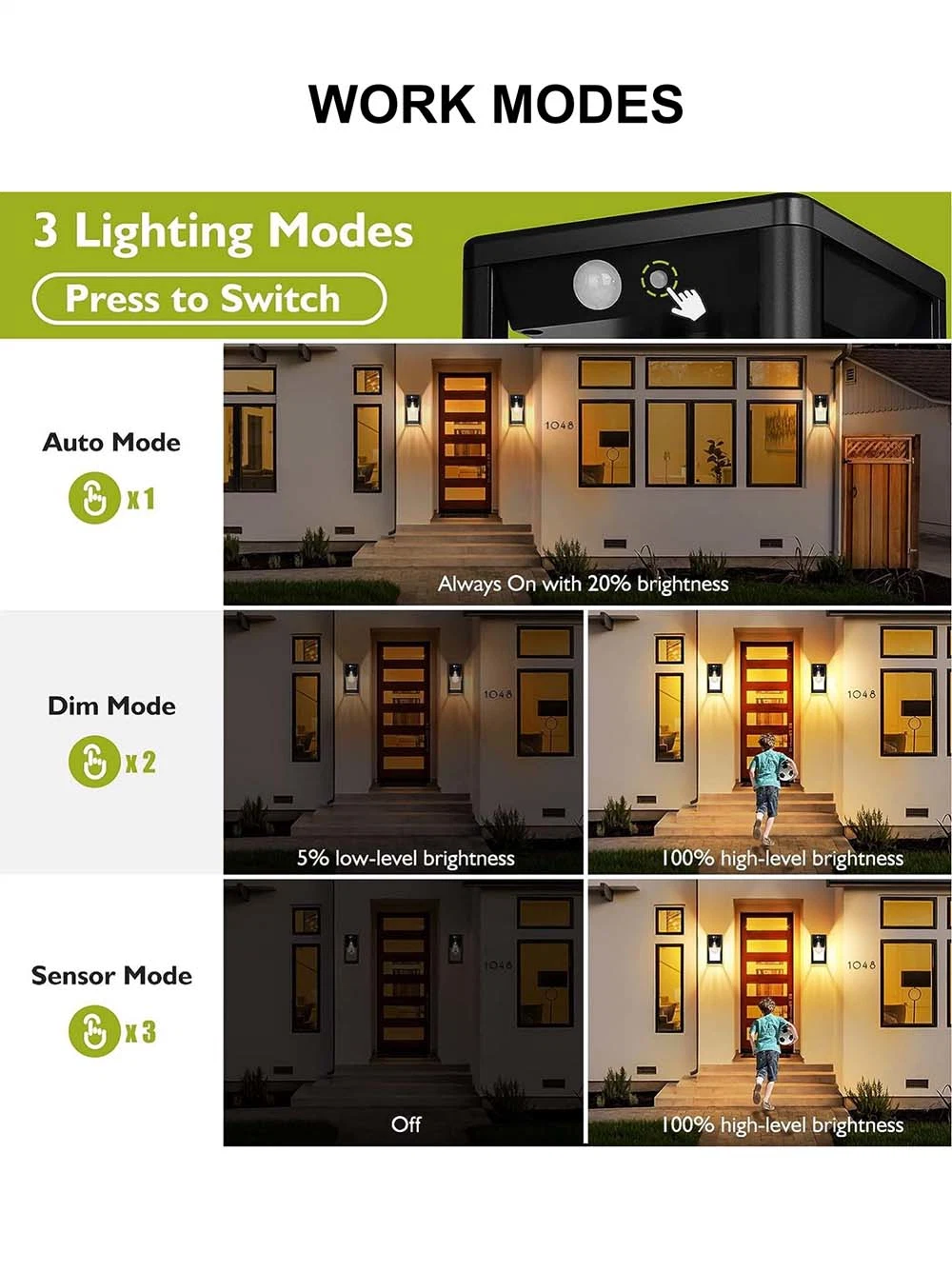 Newsky Outdoor Weatherproof Garden Lawn Pathway Decorative Sensor Solar Power Wall Light