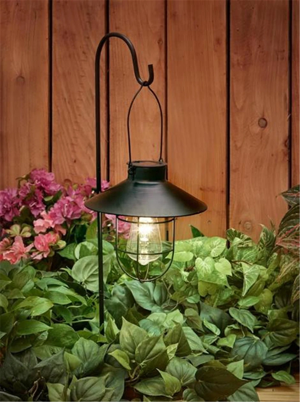 Vintage Outdoor Hanging Solar Lanterns with Hook for Garden