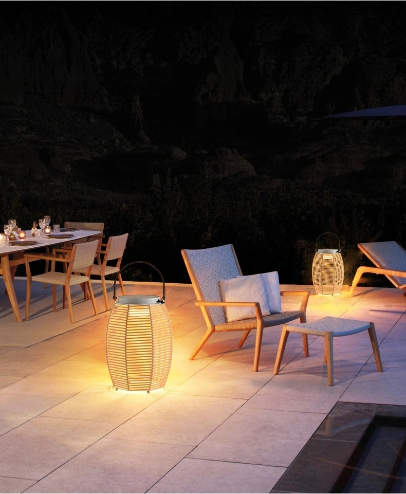 Solar Powered Garden Lights Rattan Lantern with Three Lighting Effect Outdoor Solar Light Garden Decoration