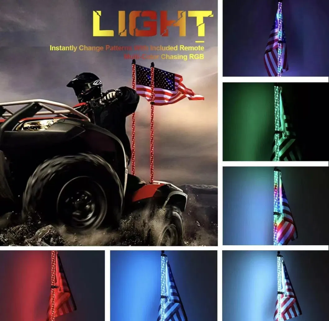 Multicolor Waterproof LED Buggy Whip 12V LED Lighting LED Flag Pole Whip Lights