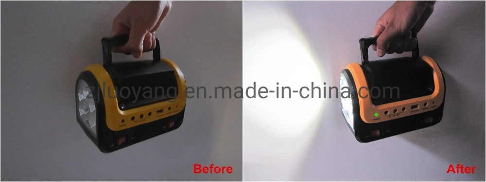 Portable 5W Solar Lighting System with Radio&Torch&Mobile-Charing Cable Solar Torch Light