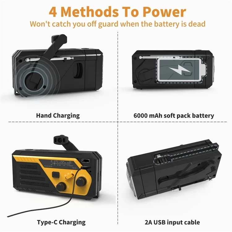 Digital Solar Hand Crank Am/FM Multifunctional Emergency Radio Product with Flashlight Sos Alert