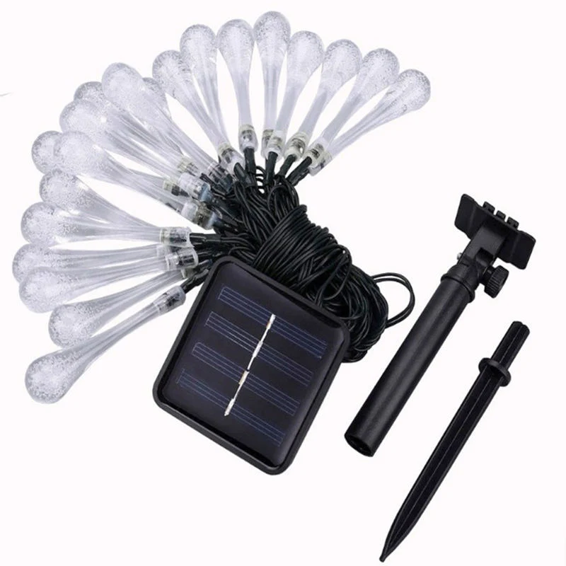 Solar Powered Water Drop String Fairy Waterproof Christmas Solar String Lights