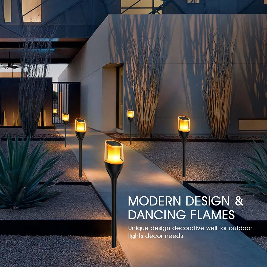 Hot Selling Modern Design LED Solar Flame Rechargeable Garden Waterproof Outdoor Light