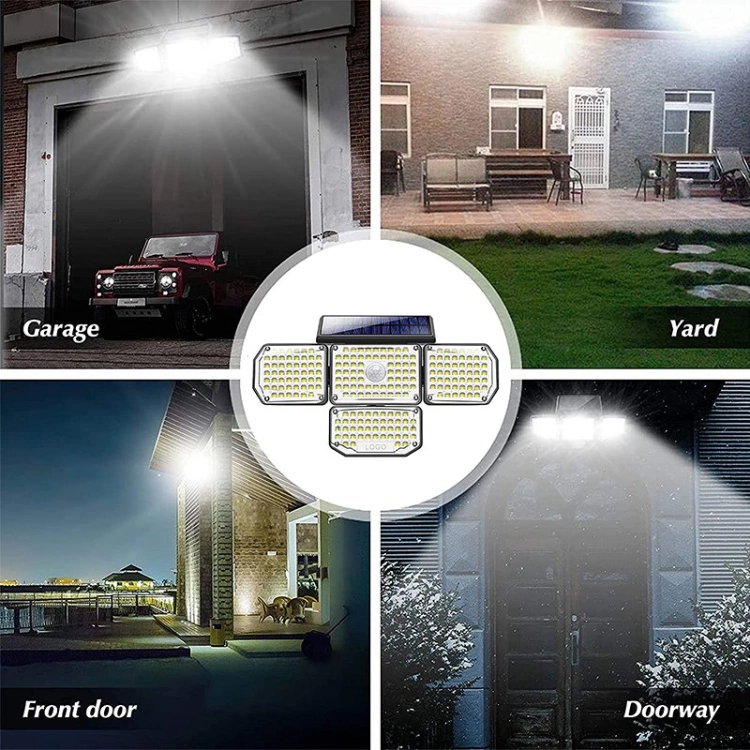Outdoor 4 Adjustable Head Security LED Waterproof Motion Sensor Super Bright Solar Wall Garden Lights for Yard Garage