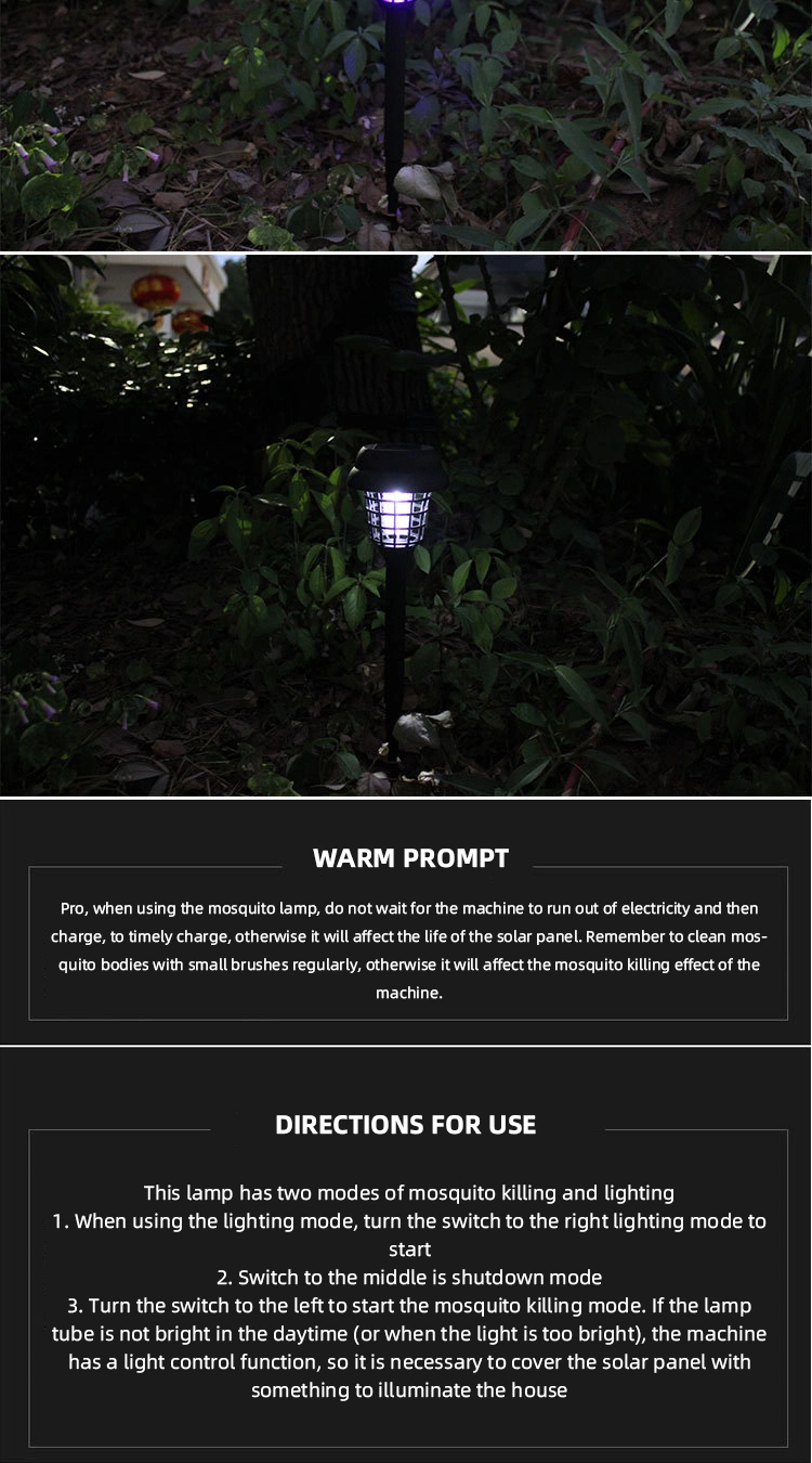 Solar Bug Zapper Outdoor Mosquito Fly Killer Solar LED Pathway Lights Ground Landscape Lighting for Camping