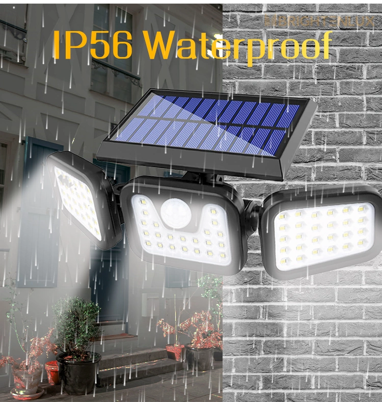 Brightenlux Supply Customized IP65 Waterproof 120 Sensing Range 270 Light Angle Solar Motion Sensor Wall Light with 3 Modes