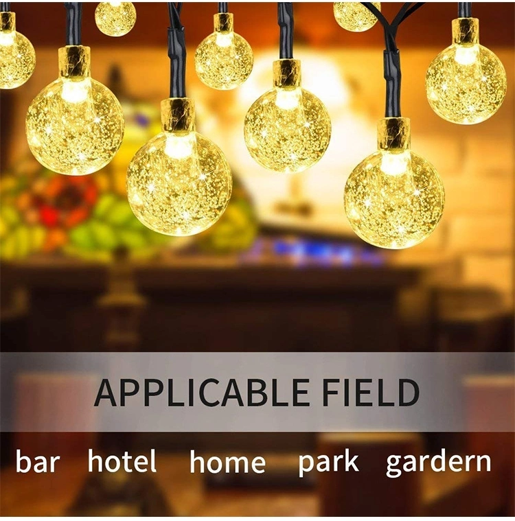 New Outdoor Waterproof LED Colourful Decorative Bubble Ball Fairy Christmas Xms Solar Powered String Lights for Garden Holiday Decoration