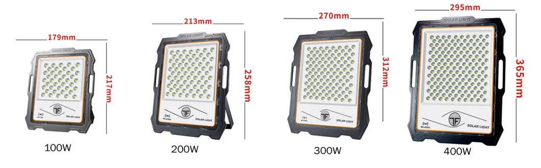 Hyundai Factory Outdoor Monitoring IP65 Waterproof 100W-600W Solar Powered LED Flood Light for Deck Shed and Porch and Camping