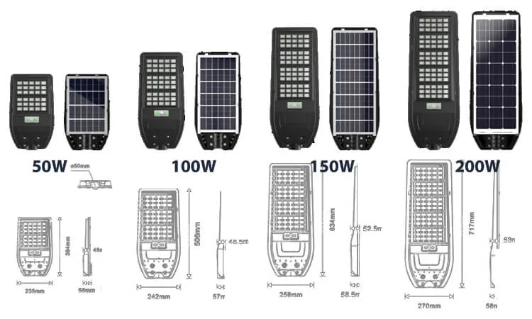 OEM/ Wholesale All-in-One Integrated Street Light Solar Power LED Outdoor Lighting 50W 100W 150W 200W Street Light