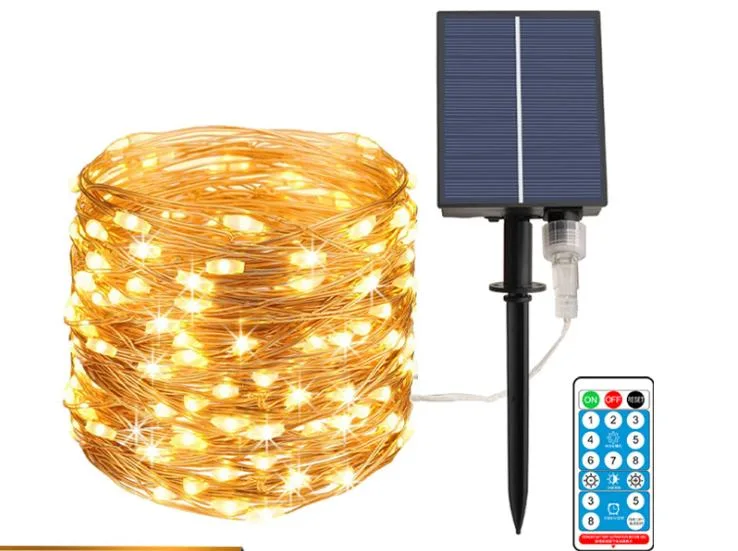 Solar String Lights Outdoor, Super Big and Bright 200LED Solar Lights Outdoor, Waterproof 8 Modes Copper Wire Solar Fairy Lights for Wedding Patio Garden Tree (