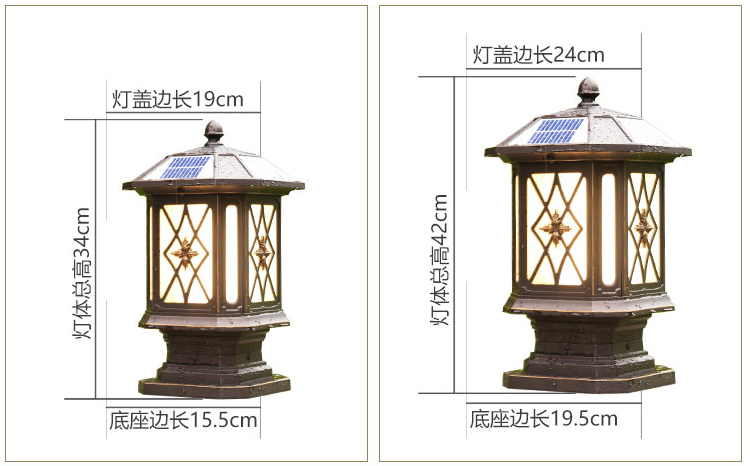 Solar Post Lantern Waterproof Post Column Light for Fence Deck