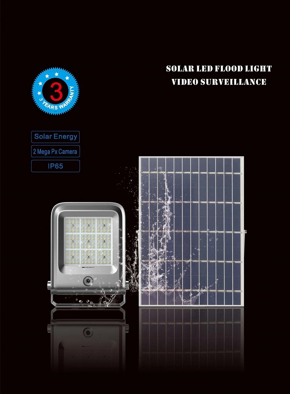 Outdoor IP65 IP66 IP67 200W 300 Watt Brightest Rechargeable Solar Fence Light with on off Switch
