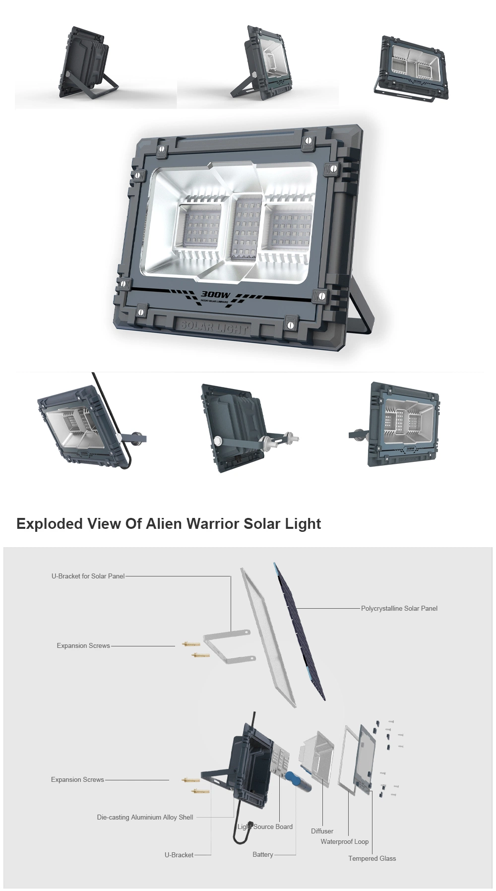 Solar LED Flood Light with Sensor Sinc 60W