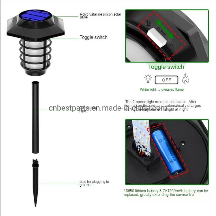 Outdoor Waterproof Landscape LED Lighting Garden 1.8W LED Solar Powered Flame Warm Flickering Lamp Hot LED Garden Decorative Light