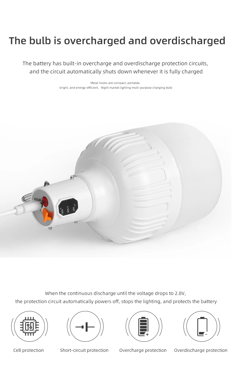 Portable Solar Powered LED Rechargeable Bulb Light with Solar Panel