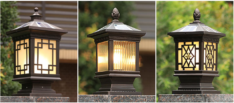Outdoor Solar Lamp Post Light Die Cast Aluminum for Gate Column Driveway