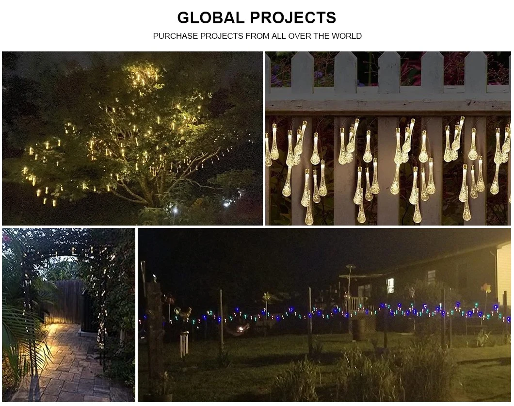 Christmas Festival Decorative Outdoor LED Solar Powered Water Drop String Lights LED Christmas Light for Garden Decoration