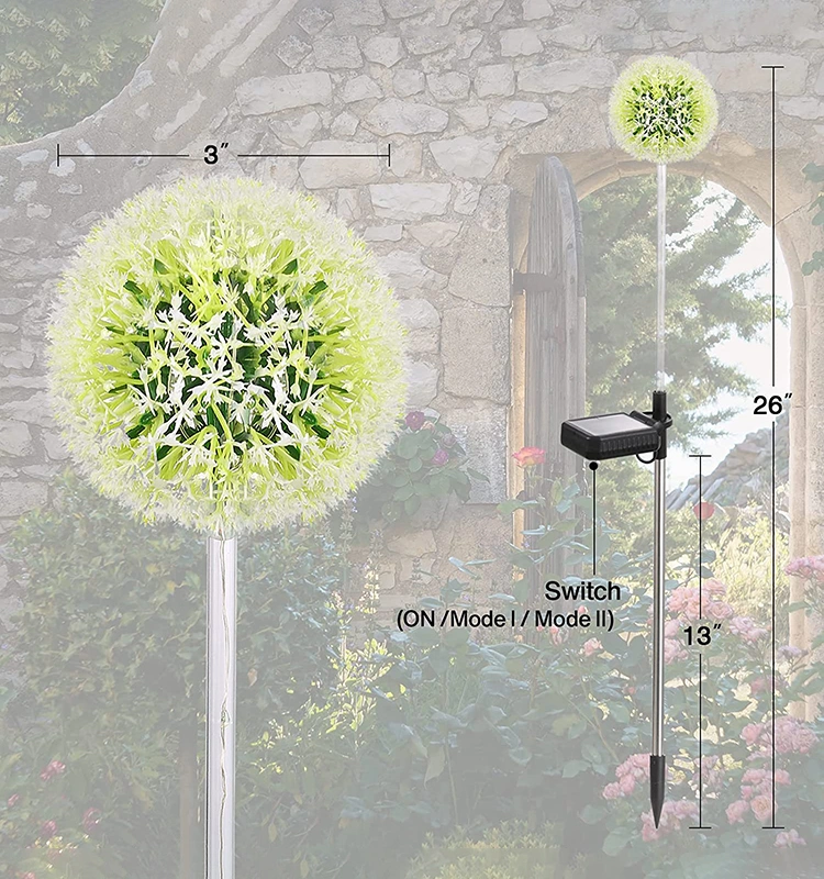 Solar Dandelion LED Garden 3 Head 2 Modes Solar LED Decorative Dandelion Lights IP65 Solar Flower Decoration Lights