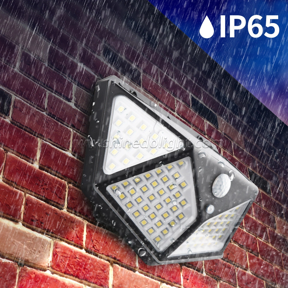 Waterproof 4 Sides Outdoor Solar Powered Lighting Wall Lamp 100LED Motion Sensor LED Solar Light for Backyard Garden Stair