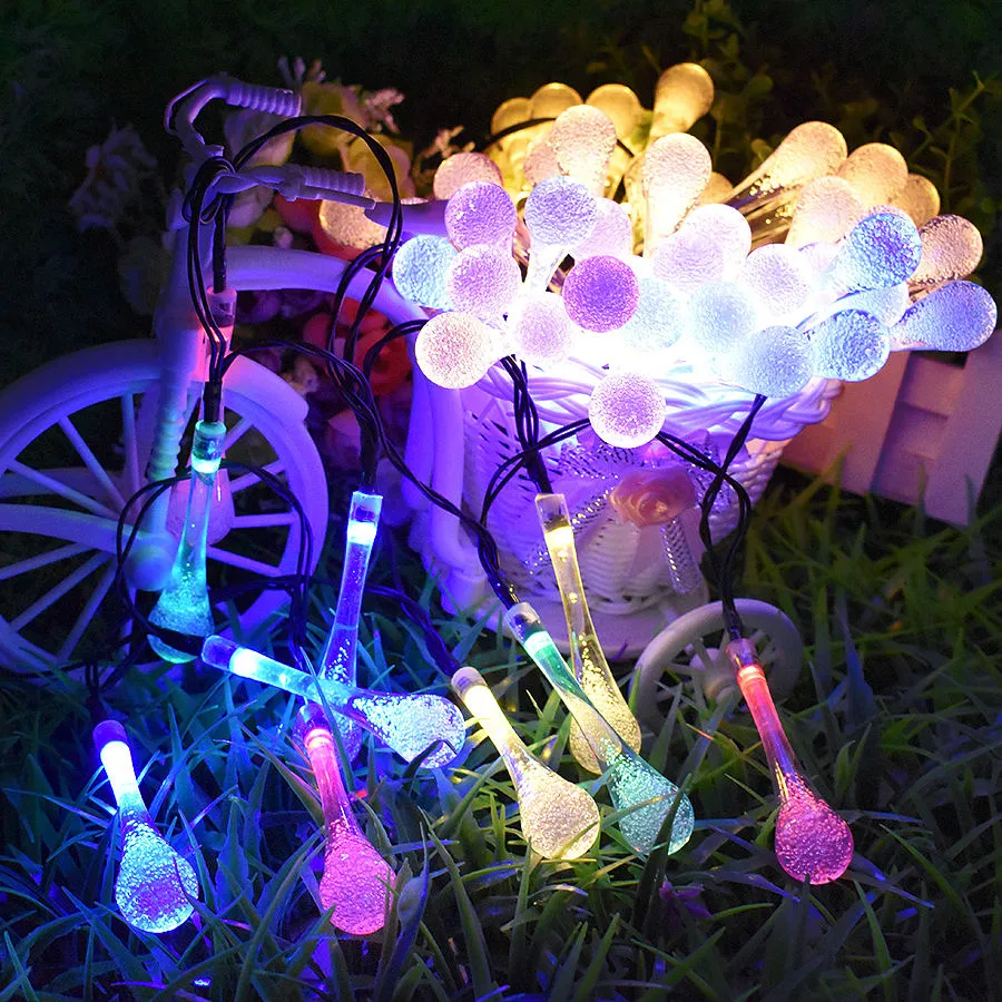 20 LED Water Drop String Solar Decorative Lights Wholesale Holiday Lighting Christmas Tree Decoration Lights Outdoor