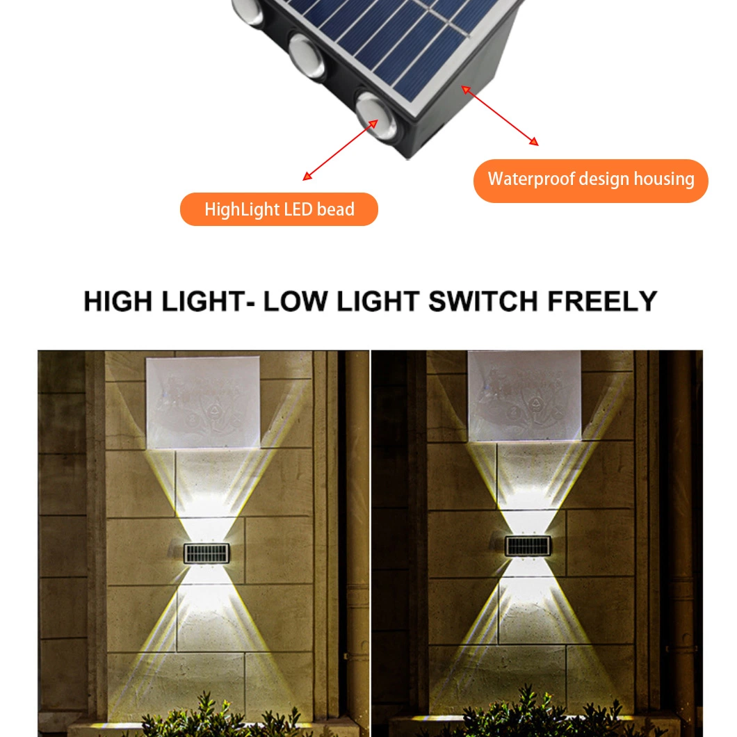 Outdoor Garden LED Wall Mount Light Decorative up and Down Solar Lanterns