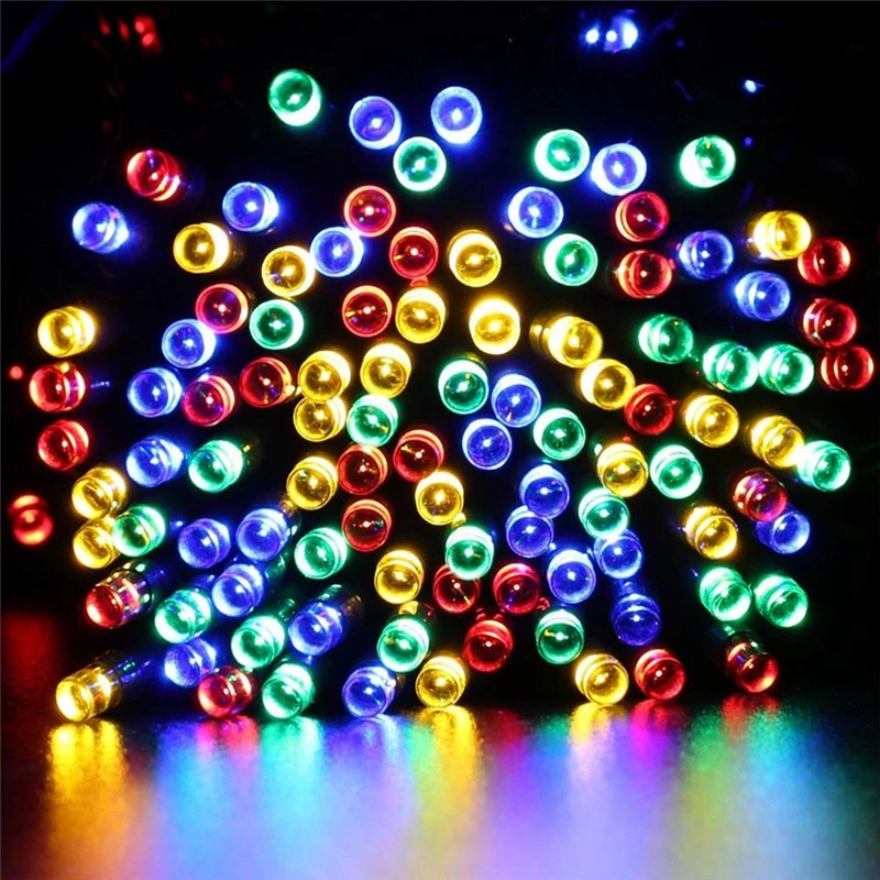 OEM 12m 100 LED Colorful Changing Glowing Christmas Lights Curtain Garden String Lights Outdoor Solar String LED Holiday Light