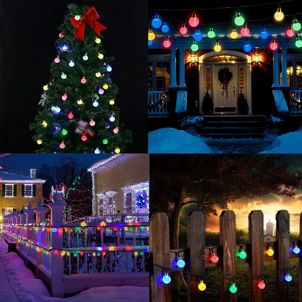 Solar Decoration LED String LED Christmas Outdoor Decor Flexible Round Fairy Solar Powered LED String Light