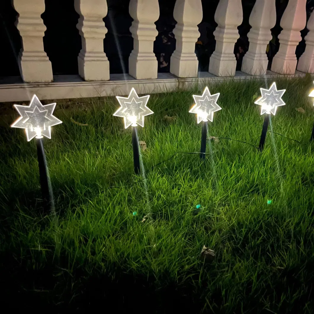 Decorative Colored Lights Pentagram Snowflake Solar Ground Christmas Tree Heptagram Lights Outdoor Garden Garden Landscape Lights