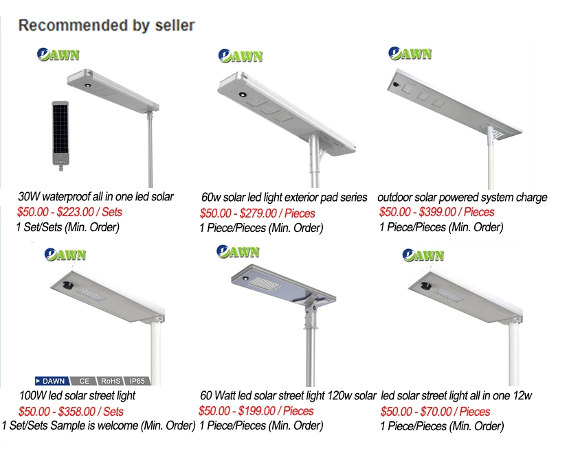 CE/Rosh/ISO LED Light Fence Post Cap Solar Street Lights/Lighting 50W