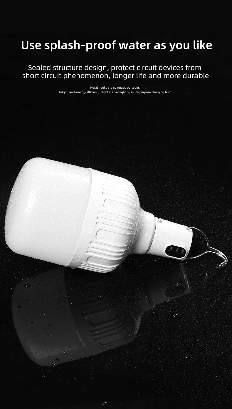 Portable Solar Powered LED Rechargeable Bulb Light with Solar Panel