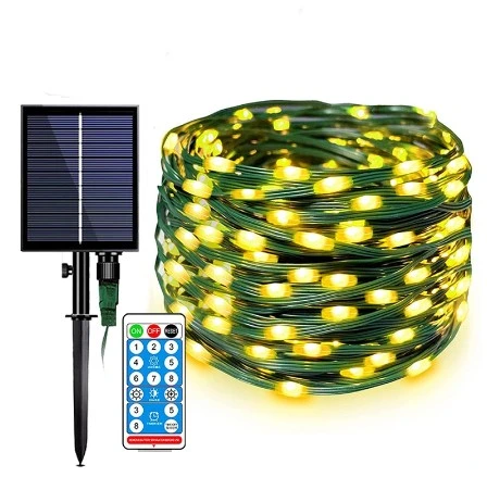 33FT IP65 Solar LED String Lights Waterproof Multicolor Rope Lights with 8 Modes