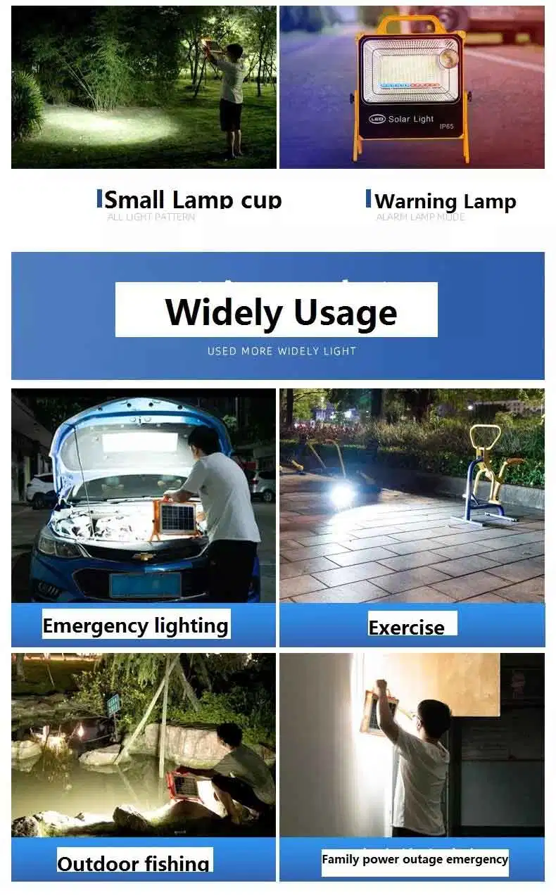 Factory Supply Portable ABS 150W 100W SMD Emergency Solar LED Floodlight