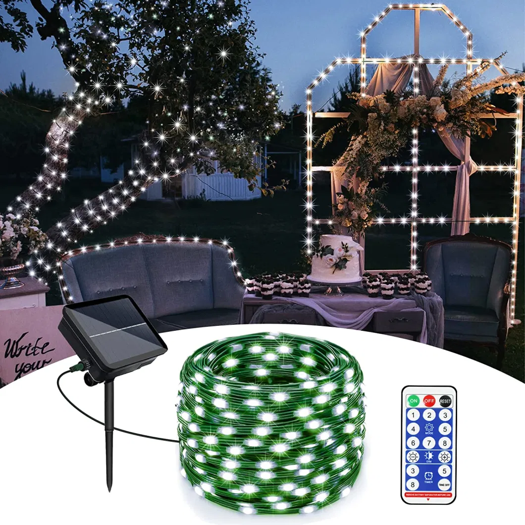 33FT IP65 Solar LED String Lights Waterproof Multicolor Rope Lights with 8 Modes