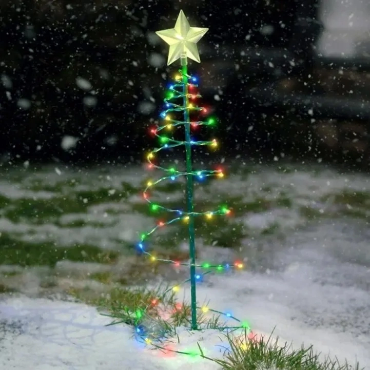 LED Solar Christmas Lights Garden Folded Christmas Tree Lamp Lantern Xmas Decorations Outdoor Solar Light