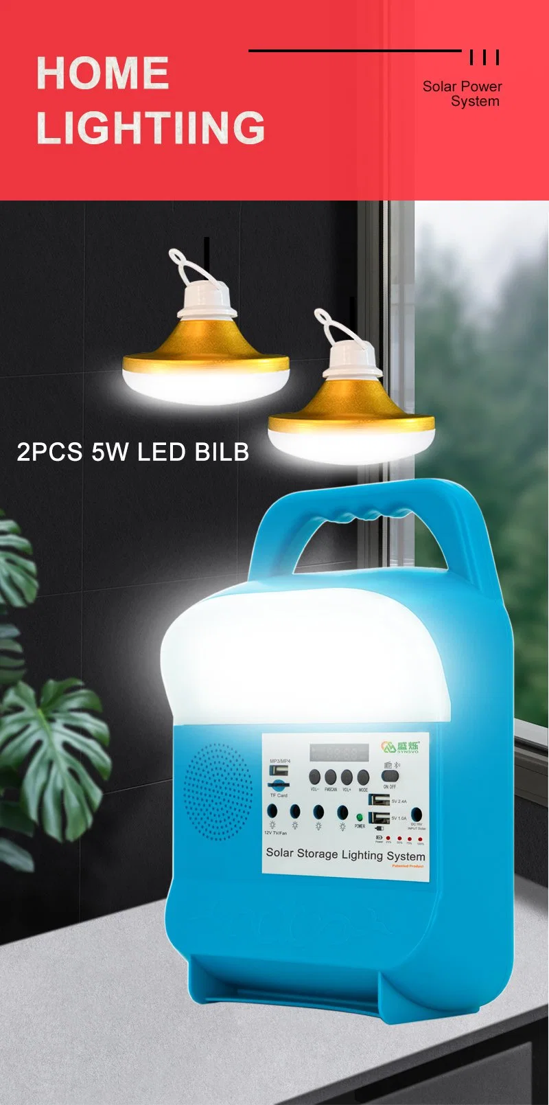 Indoor Solar Ceiling Light Solar Light Lamp Portable Electric and Solar Fan with USB and Light Sre-815b with Fan