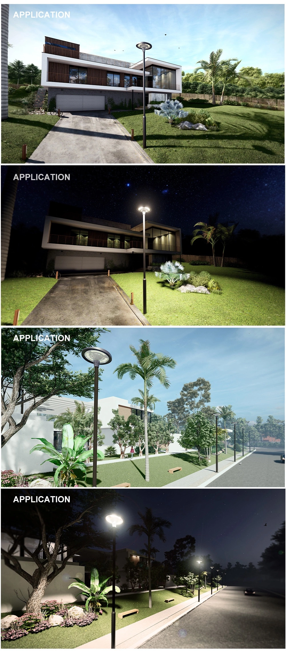 Sunc 800W 1200W Mj-Ew800 Mj-Ew1200 LED All in One IP65 Outdoor Waterproof Solar Garden Landscape Park Residential RGB Solar Garden Lamp with Aluminium Housing