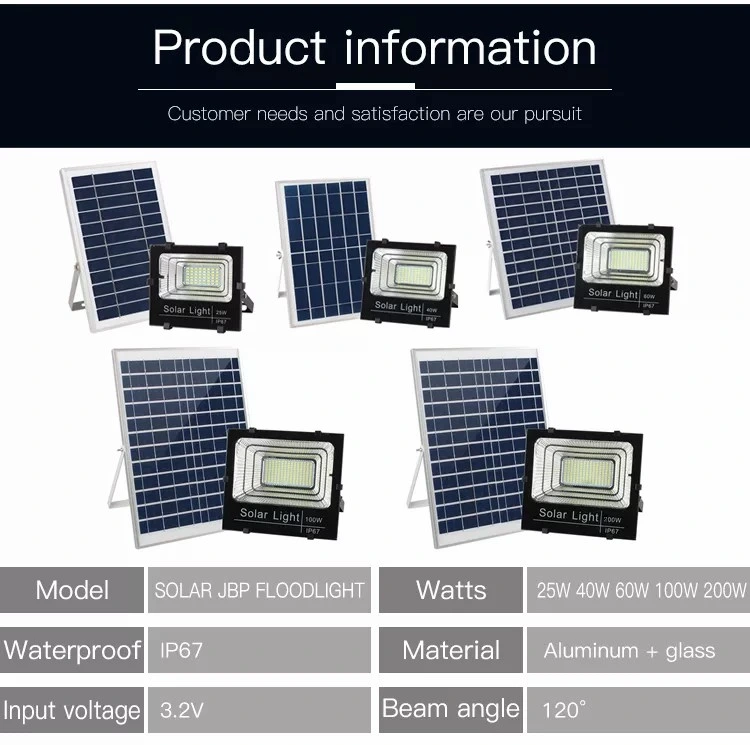 SMD LED Solar Flood Light with Sensor 20W 60W 100W Flood Lamp