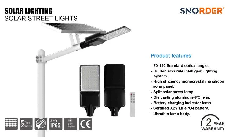 OEM / Wholesales High Brightness 6500K 300W Split LED Solar Lighting 30ah 30W Solar Panel LED Street Light with CE RoHS