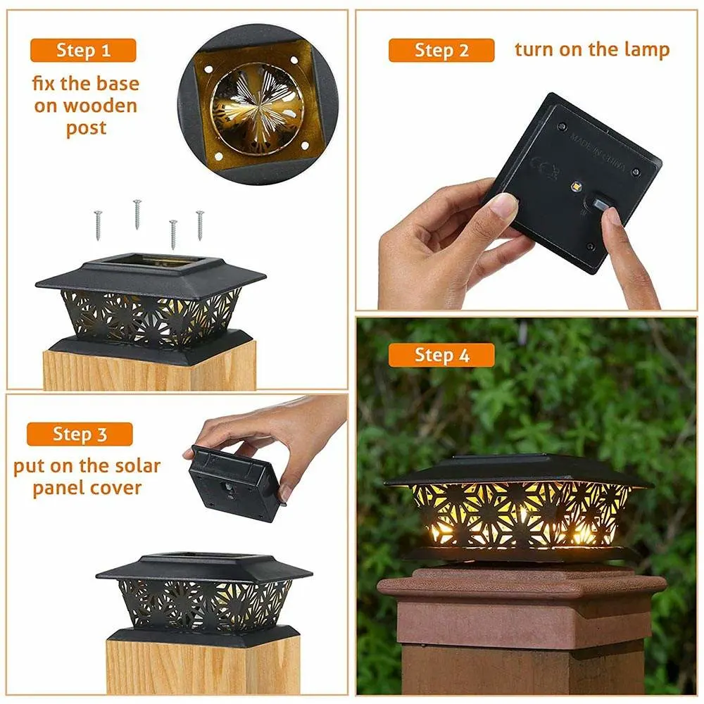 Fence Post Solar Lights Metal 2 Pack Solar Post Cap Lights