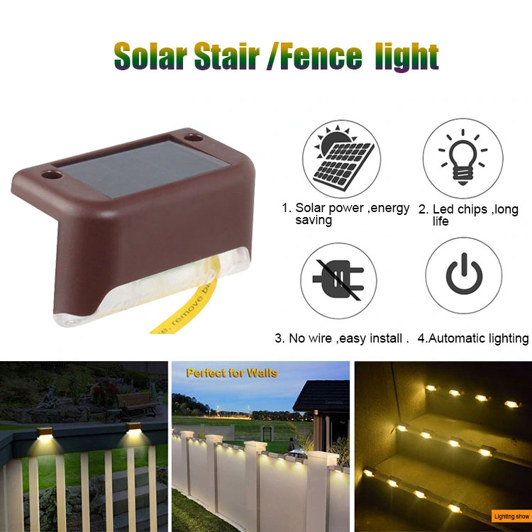 Outdoor ABS Solar Power Stair Step Fence Lamp LED Garden Wall Light