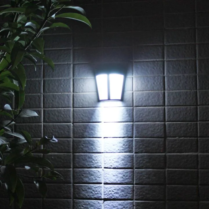 Outdoor Waterproof LED Decorative Wall Lighting for Garden Lawn 2PCS 2835 SMD LED Garden Lantern with Sensor Solar LED Garden Wall Light