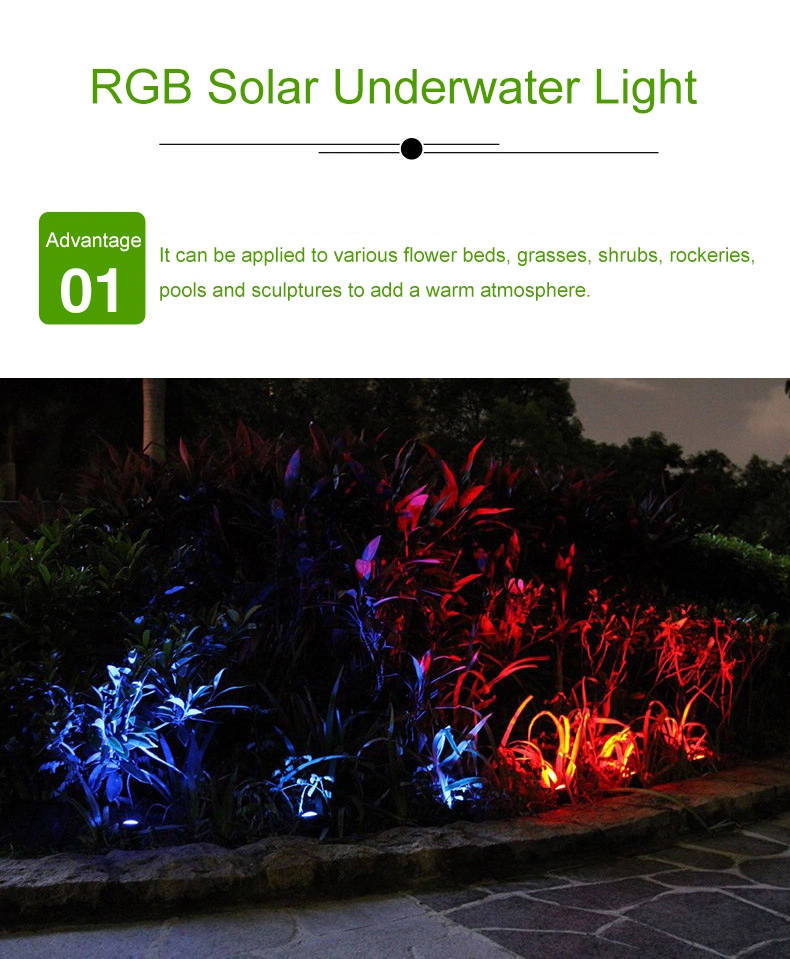 RGB Pool Gradient Spotlight Outdoor Garden Solar Underwater Light